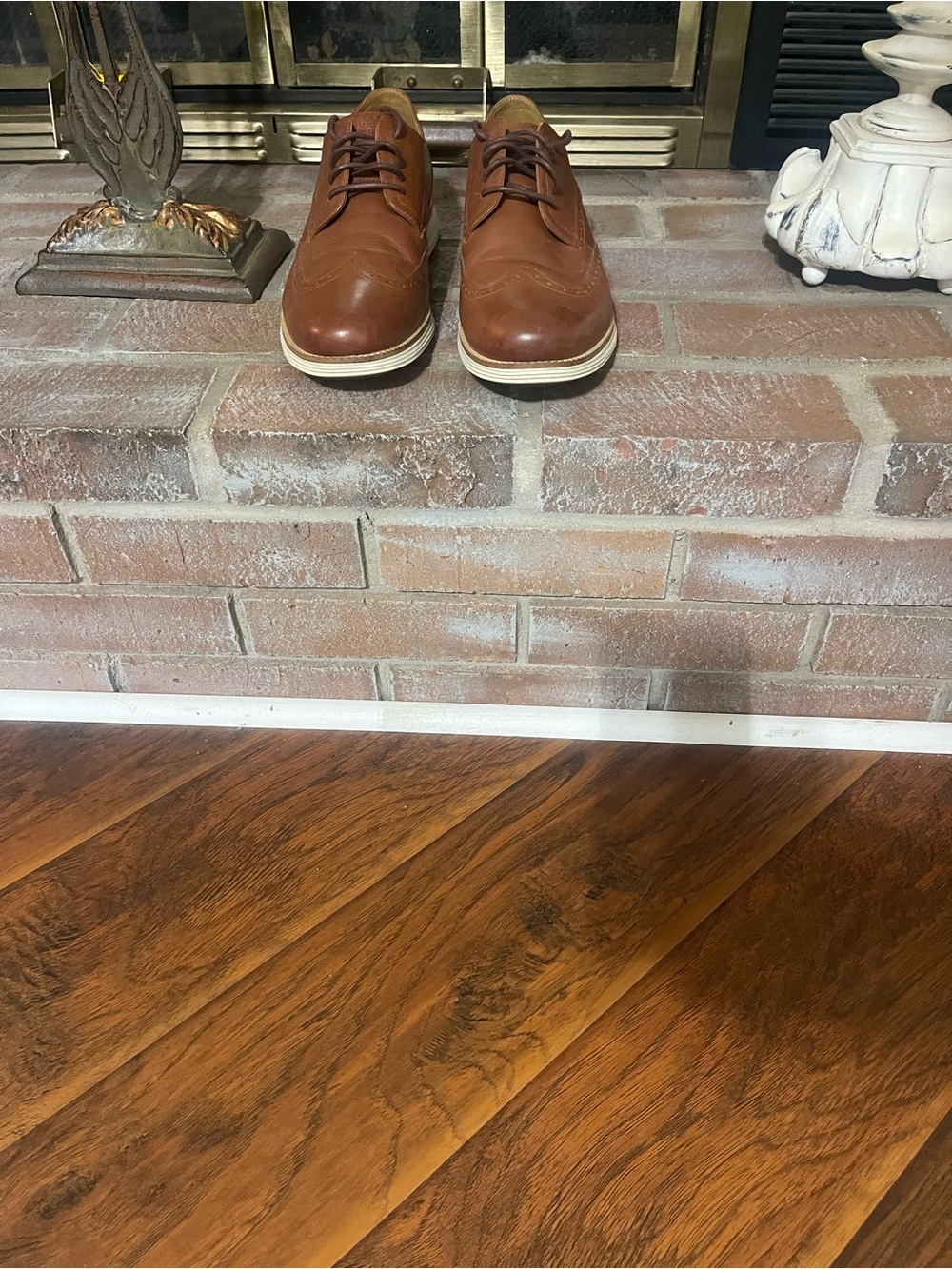 Cole Haan Tan Leather Wingtip Derbys with Contrasting White Sole - Picture 3 of 4